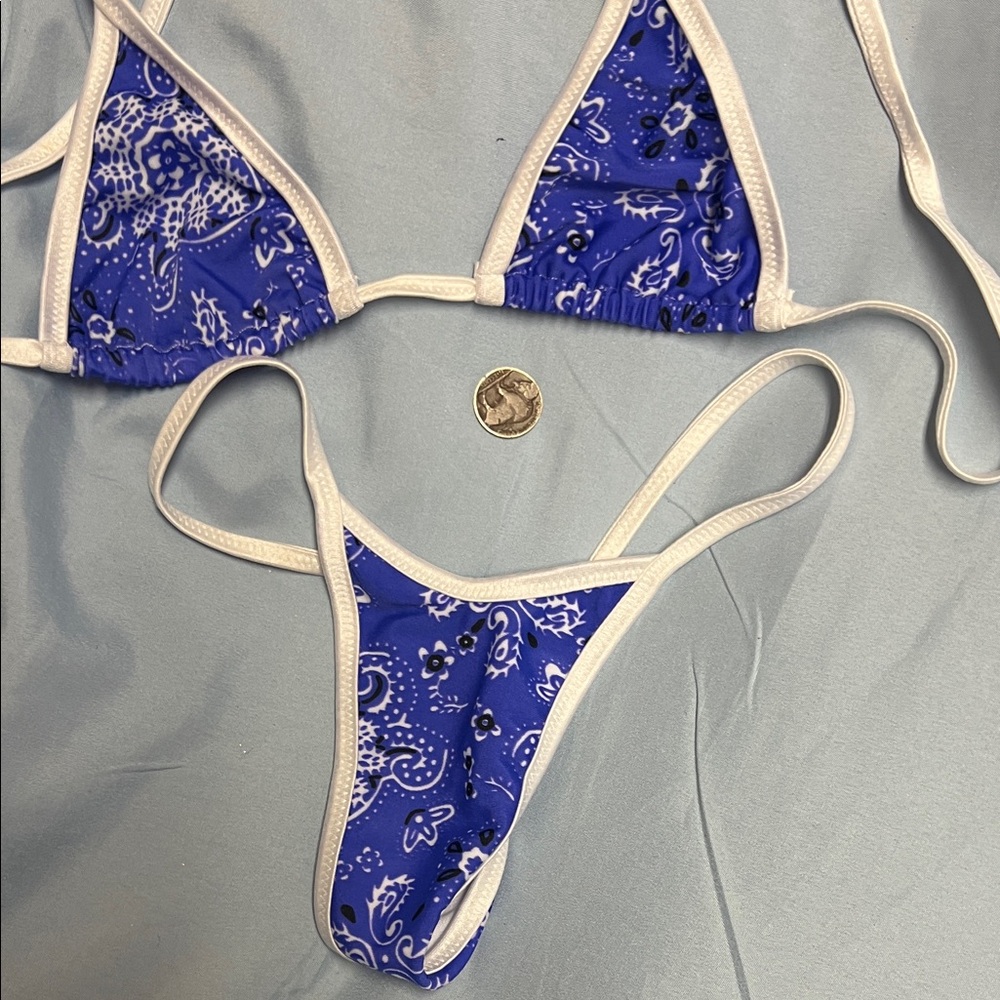 Blue Paisley Bikini Set